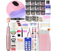 DouborQ Kit d'ongles en acrylique avec perceuse à ongles électrique, lampe à ongles, faux ongles, kit de démarrage en acrylique pour débutant avec tout