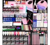DouborQ Kit d'ongles en acrylique avec perceuse à ongles électrique, séchoir à ongles U V, manucure légère, faux ongles, kit de démarrage pour débutant avec tout