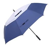 Doubwell Grand parapluie de golf surdimensionné de 172,7 cm à double auvent coupe-vent automatique droit parapluie pour homme et femme, blanc/bleu marine, XL