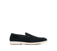 Doucal's, Homme, Chaussures, Bleu, Taille: 42 1/2 EU Chaussures plates en cuir bleu à bout amande