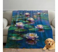 Douce Chaude et Moelleuse Couverture Multicolore pour Enfants Garçons et Filles , 220 x 240 cm Couverture en Peluche pour voyage canapé lit, Style Monet Peinture À L'Huile Nymphéas Plaid Polaire