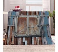 Douce Flanelle Couverture Lit 2 Personnes En Microfibre 3D Fenêtre Vintage En Métal Délabré Plaid Polaire 180x220Cm Adulte Enfants Chaud Et Doux En Peluche Plaid Canape Grande Taille Jeté De Canapé