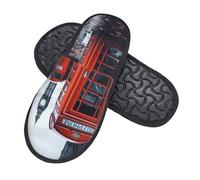 Douce Pantoufles À La Maison Téléphone Rétro Londonien Angleterre Royaume-Uni Hiver Pantoufle Peluche Souple Chaussures De Maison Pour Hôtel, Maison, Chambre M