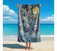 Douces Serviette De Plage, Loup Inspiré par L'Aventure Serviettes De Bain Légère Serviette De Voyage pour Camping Piscine Natation 80X130Cm