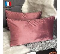 Douceur De Plumes Lot de 2 Housse de Coussin Terracotta Rose Blush Velours 30x50 cm Uni, Taie d'oreiller Rectangulaire Doux et Moderne pour Salon, Terre de Sienne Canapé (2 Terracotta Rose Blush)