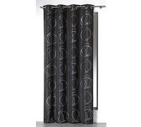 Douceur d'Intérieur 1605084 Rideau à Oeillet Polyester Imprimée Argent Anthracite 140 x 260 cm