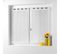 Douceur d'Intérieur 1624915 Linahe Paire Pompon Passants Motif Voile Sable Fils Chenille Polyester Blanc 120 x 60 cm