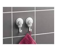 Douceur d'Intérieur, 2 Crochets à Ventouse (4,5 x 3 x 8 cm) Blanc, Plastique Uni