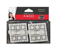 Douceur d'Intérieur, 2 Embrasses à Rideaux (6,8 x 6,8 cm) Emery Blanc/Or, Métal Patiné