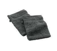 Douceur d'Intérieur 2 Gants de Toilette (15 x 21 cm) Elegance Anthracite, 100% Coton Uni