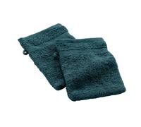 Douceur d'Intérieur 2 Gants de Toilette (15 x 21 cm) Elegance Bleu, 100% Coton Uni