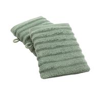 Douceur d'Intérieur, 2 Gants de Toilette (15 x 21 cm) Maya Sauge, Eponge Unie 100% Coton