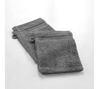 Douceur d'Intérieur – Gants de toilette Tendresse – 2 pièces 15 × 21 cm, éponge 100% coton, anthracite