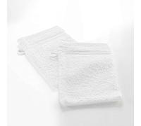 Douceur d'Intérieur, 2 Gants de Toilette (15 x 21 cm) Tendresse Blanc, Eponge Unie 100% Coton