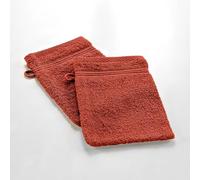 Douceur d'Intérieur, 2 Gants de Toilette (15 x 21 cm) Tendresse Marsala, Eponge Unie 100% Coton
