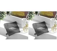 Douceur d'Intérieur, 2 Gants de Toilette (15 x 21 cm) Vintage Anthracite, Eponge Brodée (Lot de 2)