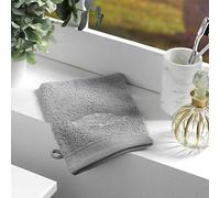 Douceur d'Intérieur, 2 Gants de Toilette (15 x 21 cm) Vintage Gris, Eponge Brodée