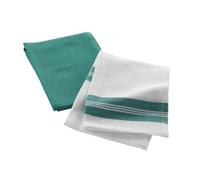 Douceur d'Intérieur, 2 Torchons (50 x 70 cm) Botanique, Coton Nid d'abeille