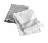 Generique Torchons Déjeuner – Lot de 2 – 50 x 70 cm – Coton nid d'abeille – Gris