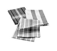 Douceur d'Intérieur, 3 Torchons (50 x 70 cm) Bayado Noir, Coton Tissé