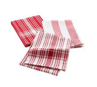 Douceur d'Intérieur – Lot de 3 torchons Bayado 50 x 70 cm Coton tissé Rouge