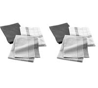 Douceur d'Intérieur, 3 Torchons (50 x 70 Cm) Vibrato Anthracite, Coton Tissé (Lot de 2)