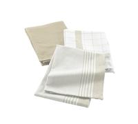 Douceur d'Intérieur – Torchons Vibrato Lin – Coton tissé nid d'abeille – 50x70 cm – Lot de 3