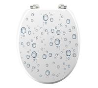 douceur d'intérieur, Abattant WC à Charnières Métal (37,5 x 46 cm) Bubble Bleu, MDF Imprimé