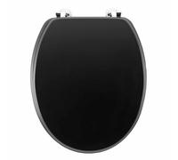 Douceur d'Intérieur, Abattant WC à Charnières Métal (37,5 x 46 cm) Matteis Noir, MDF Uni Mat
