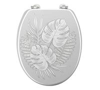 douceur d'intérieur, Abattant WC à Charnières Métal (37 x 47 cm) Amber Gris, MDF Imprimé