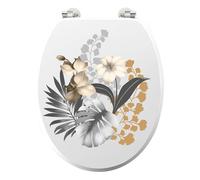 douceur d'intérieur, Abattant WC à Charnières Métal (37 x 47 cm) Kelly Blanc, MDF Imprimé