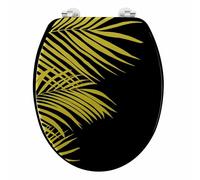 Douceur d'Intérieur, Abattant WC à Charnières Métal (37 x 47 cm) Orbella Noir, MDF Imprimé