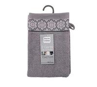 douceur d'intérieur Adelie Gants de Toilette Eponge Unie Jacquard Adelie Coton, Gris, 21x15 cm