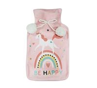 Douceur d'Intérieur, Bouillotte avec Housse (21 x 34 cm) Etoiline Rose, Polaire Imprimée & PVC Uni