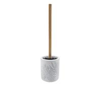 Douceur d'Intérieur, Brosse WC (Diamètre10 x 36,5 cm) Amber Gris, Céramique Imprimée et Bambou