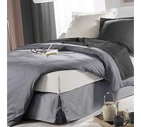 Douceur d'Intérieur, Cache Sommier à Nouettes (90 x 190 cm) Sommina Gris, Panama Polycoton