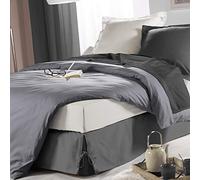douceur d'intérieur CACHE SOMMIER NOUETTES 90 x 190 CM PANAMA POLYCOTON SOMMINA ANTHRACITE