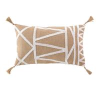Douceur d'Intérieur, Coussin Déhoussable (30 x 50 cm) Asmara, Polycoton Uni avec Jute Tufté