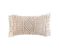 Douceur d'Intérieur, Coussin Déhoussable (30 x 50 cm) Macralina Naturel, Coton Macramé