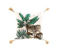 Douceur d'Intérieur, Coussin Déhoussable (40 x 40 cm) Balinesia Vert, Coton Imprimé