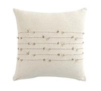 Douceur d'Intérieur, Coussin Déhoussable (40 x 40 cm) Golden Sunset Blanc, Coton Uni et Fils Coupés