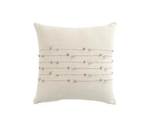 Douceur d'Intérieur, Coussin Déhoussable (40 x 40 cm) Golden Sunset Blanc, Coton Uni et Fils Coupés