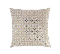 Douceur d'Intérieur - Coussin déhoussable Azelia - Coton imprimé or - 45 x 45 cm - Blanc