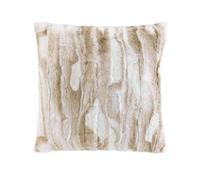 Douceur d'Intérieur, Coussin Déhoussable (45 x 45 cm) Cheyenne Naturel, Imitation Fourrure et Velours