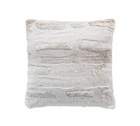 Douceur d'Intérieur, Coussin Déhoussable (45 x 45 cm) Lynx Naturel, Imitation Fourrure et Velours