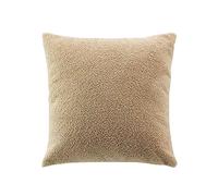 Douceur d'Intérieur, Coussin Déhoussable (45 x 45 cm) Wooly Beige, Bouclette Unie