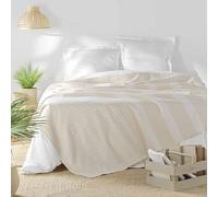 Douceur d'Intérieur, Couvre-Lit (240 x 260 cm) Adele Naturel, Coton & Polyester Tissé