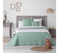 Douceur d'Intérieur, Couvre-Lit Matelassé (220 x 240 cm) Mellow Chic Menthe/Blanc, Microfibre Bicolore