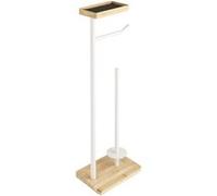 Douceur d interieur - Dérouleur de papier WC en bambou avec porte-téléphone - Blanc Blanc
