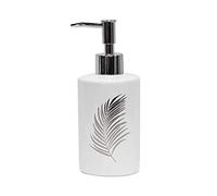 douceur d'intérieur, Distributeur Savon (Diamètre 7,4 x 17,9 cm) Orbella Blanc/Argent, Céramique Imprimée Argent